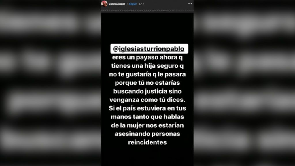 Valeria Quer llama “payaso” a Pablo Iglesias: “Si el país estuviera en tus manos nos estarían asesinando personas reincidentes”