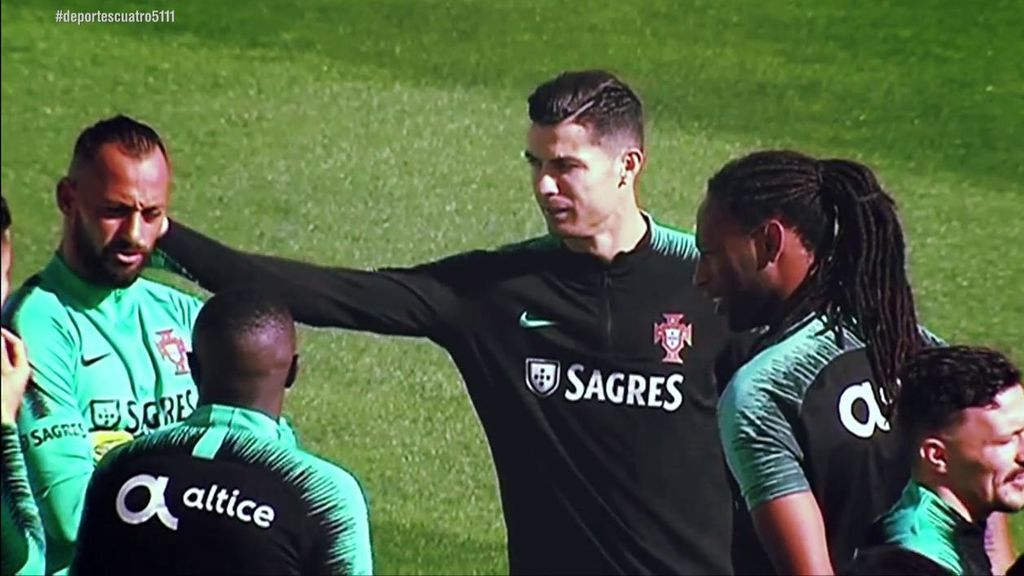 Portugal blinda a Cristiano Ronaldo: abrazo, risas y colleja en el entrenamiento