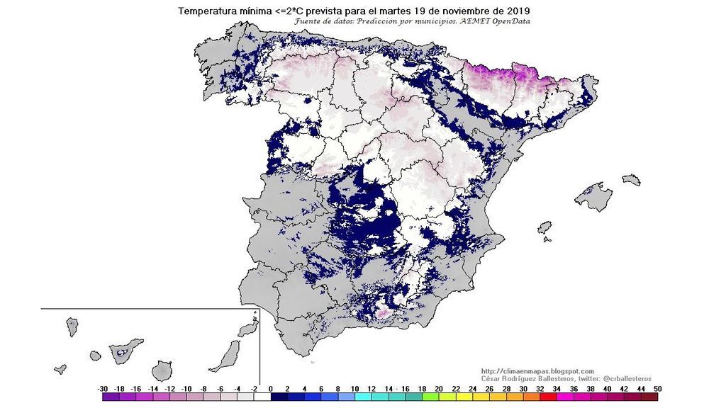 temperatura mín 0ºC martes