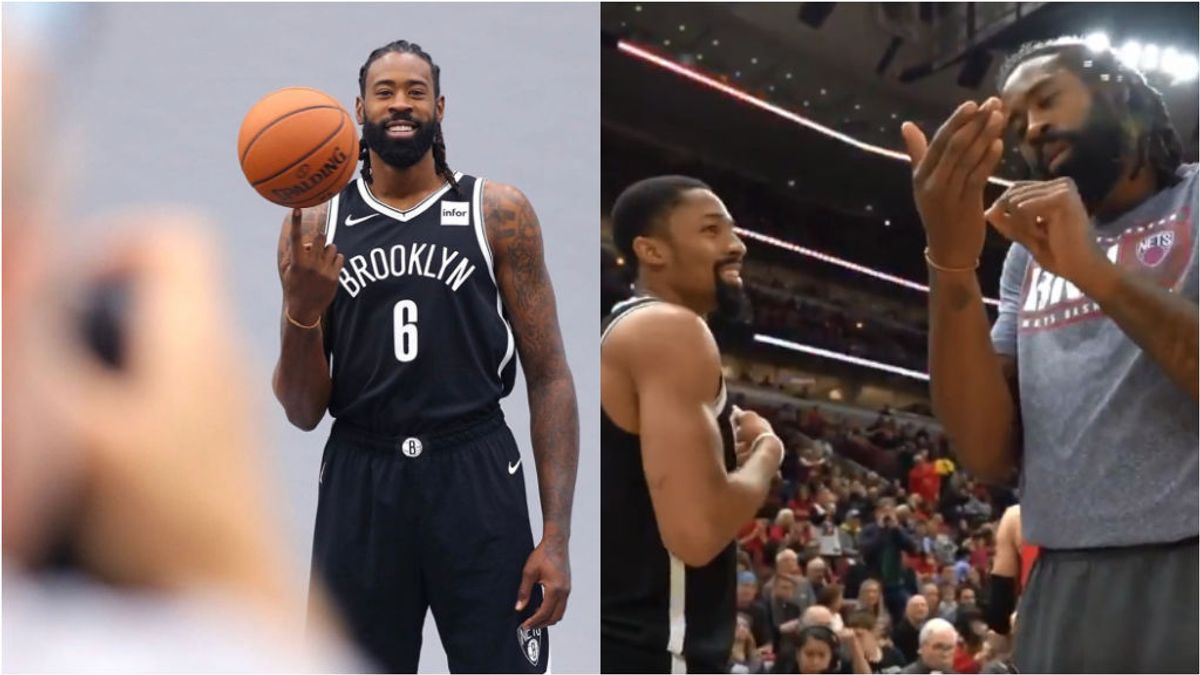 DeAndre Jordan saluda a todos sus compañeros de los Nets con un saludo diferente DeAndre Jordan saluda a todos sus compañeros de los Nets con un saludo diferente