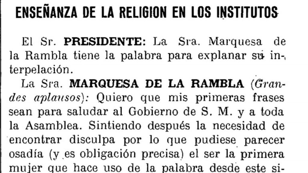 Se cumplen 92 años de la primera intervención de una mujer en el Congreso, en la dictadura de Primo de Rivera