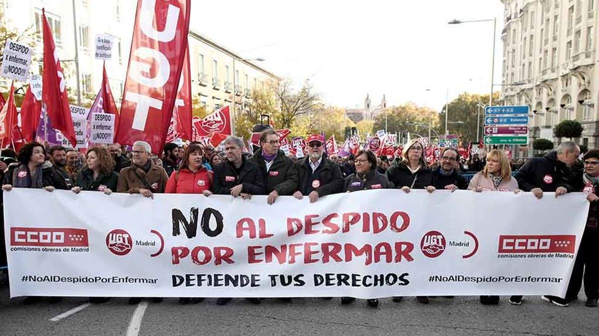 Los sindicatos protestan en toda España contra el "despido por enfermar"