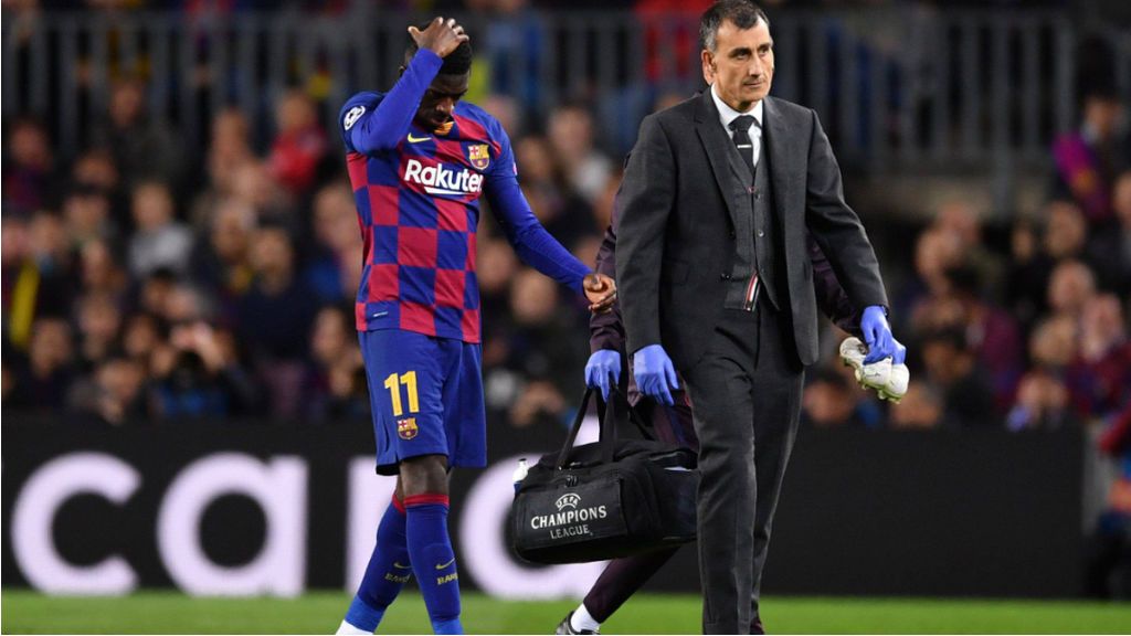 Dembelé se retira llorando del Camp Nou por su nueva lesión
