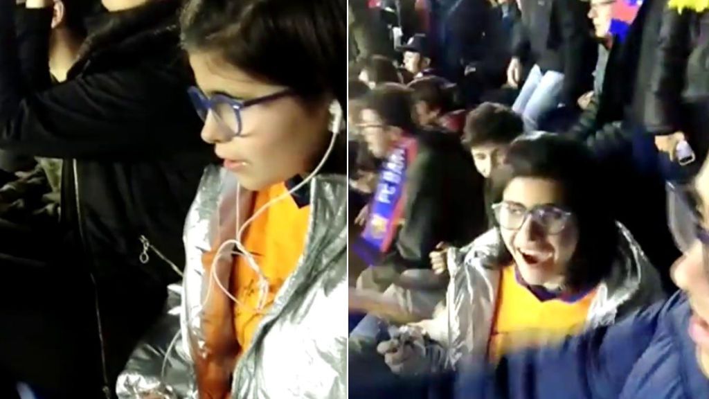 Emoción de niña invidente