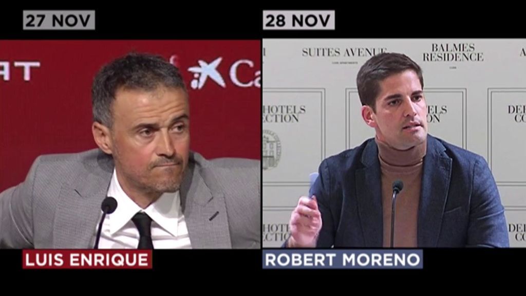Luis Enrique vs Robert Moreno: los detalles y los gestos de las dos ruedas de prensa