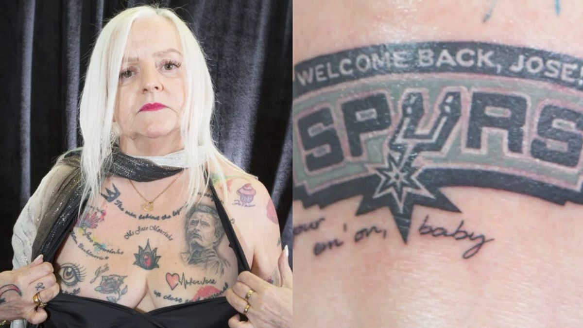 La fanática de José Mourinho de 62 años que tiene 38 tatuajes suyos ya tiene el de los Spurs: "Bienvenido de nuevo"