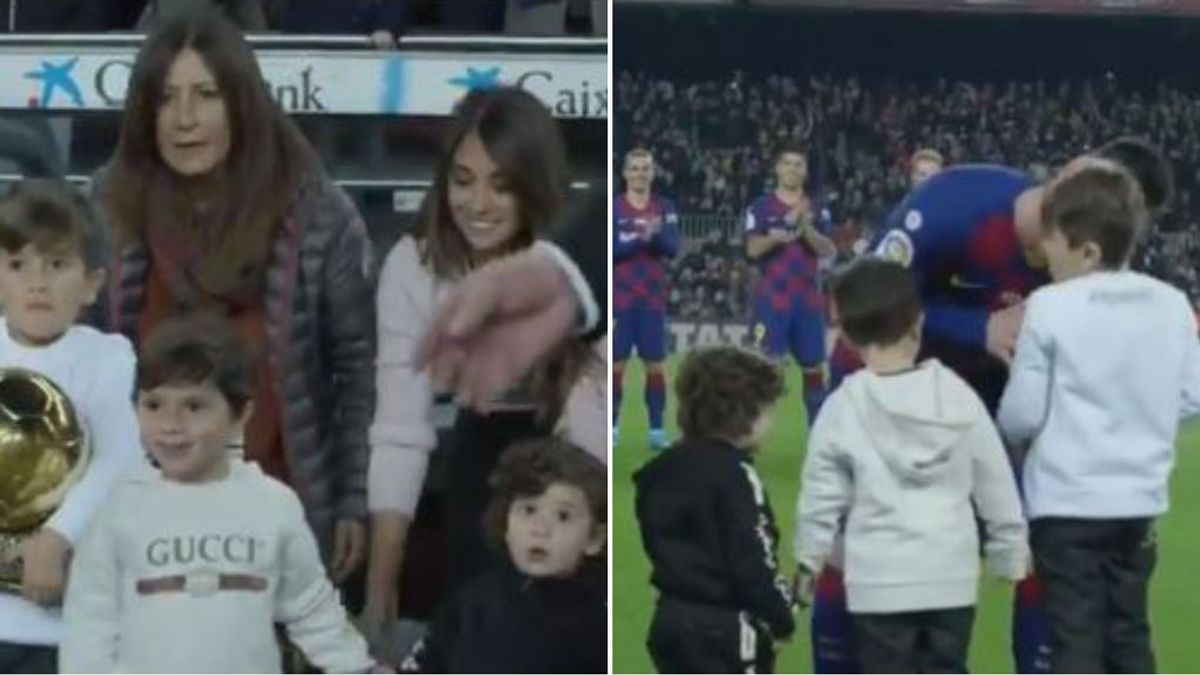Desde dentro, la emoción de los hijos de Messi al entregarle el Balón de Oro a su padre