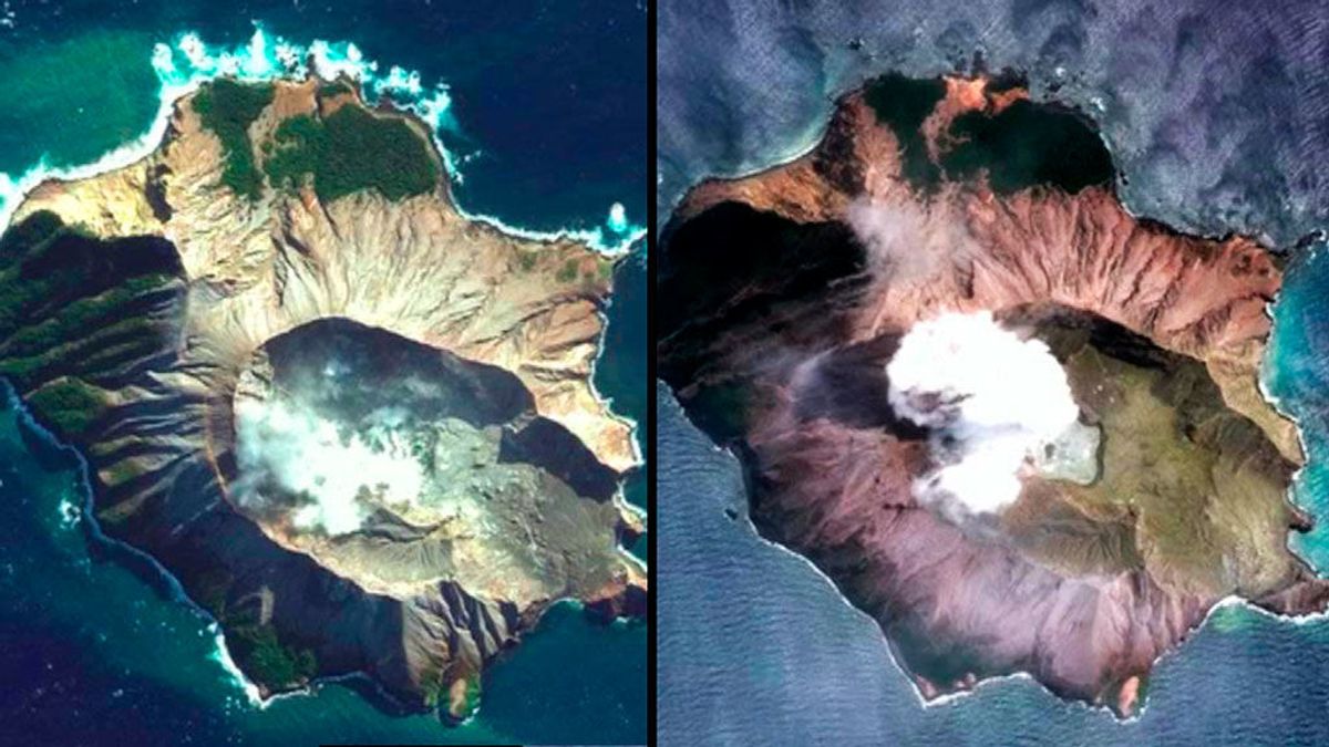 Nueva Zelanda: el antes y el después del volcán en erupción Nueva Zelanda: el antes y el después del volcán en erupción