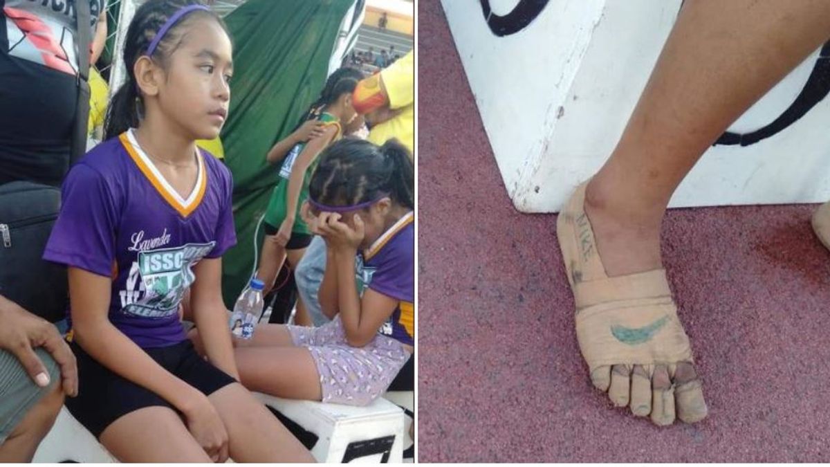 Una atleta filipina de 11 años gana tres oros con unas zapatillas de esparadrapo Una atleta filipina de 11 años gana tres oros con unas zapatillas de esparadrapo