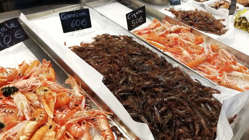 Crustáceos a la venta en la Plaza de Lugo