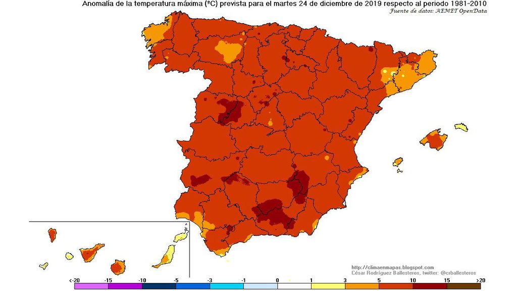 temp maxima prevista martes 24