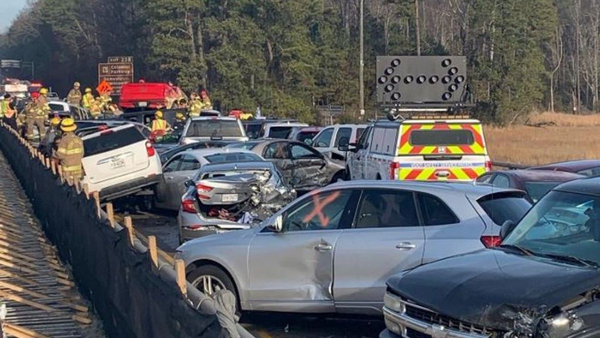 Accidente múltiple en Virginia: 45 vehículos chocan en la autopista dejando decenas de heridos