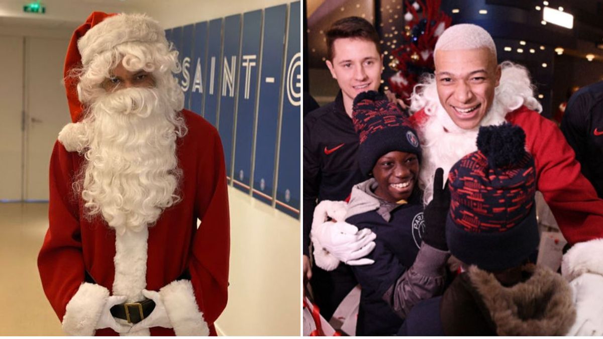 Mbappé se disfraza de Papa Noel para sorprender a los niños de la Fundación del PSG