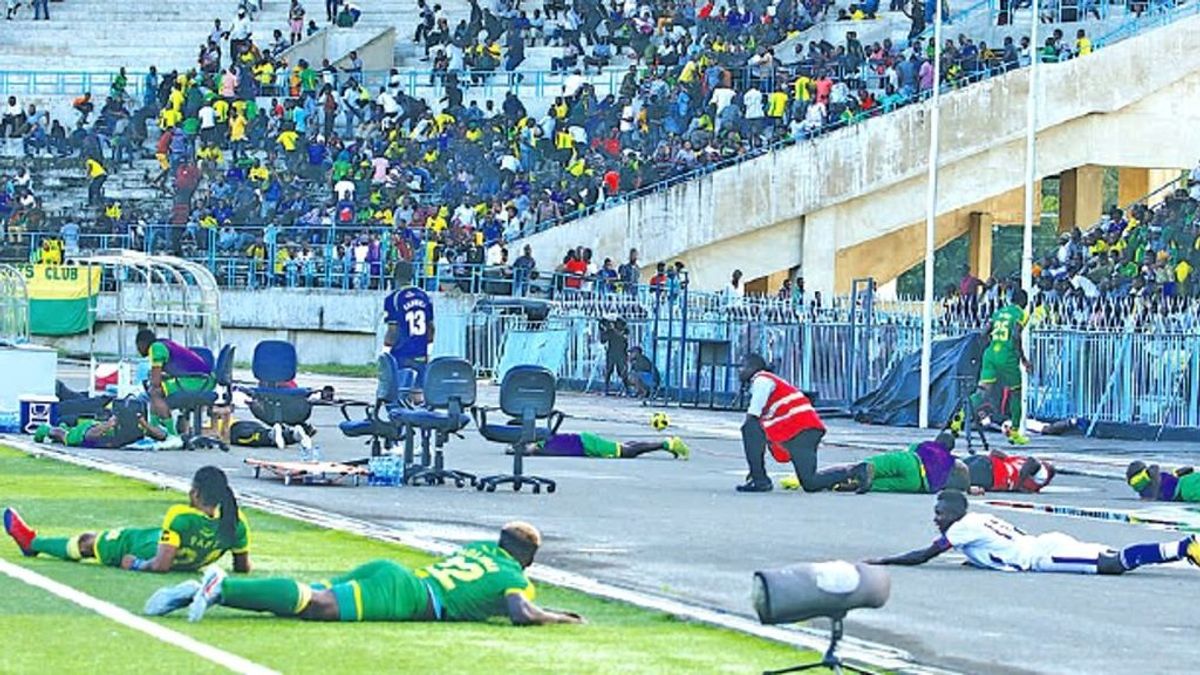 Un enjambre de abejas genera el caos en el fútbol africano: todo el estadio tumbado en el suelo