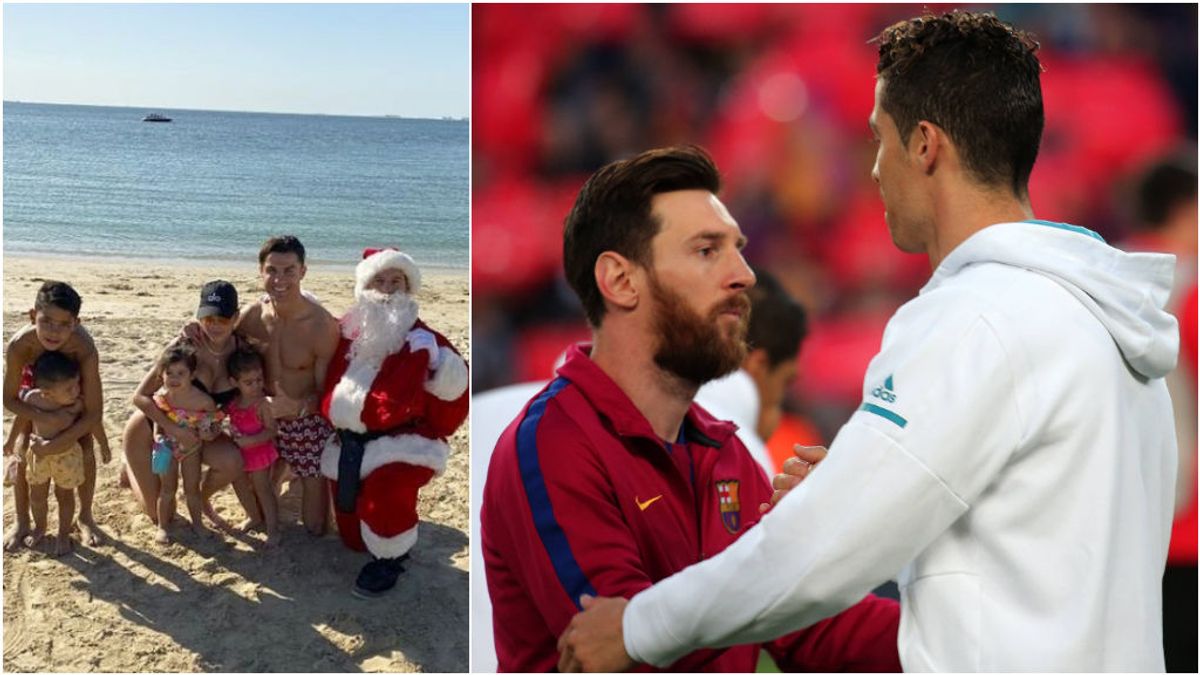 La imagen viral de Cristiano Ronaldo posando con un Papá Noel con un gran parecido a Messi