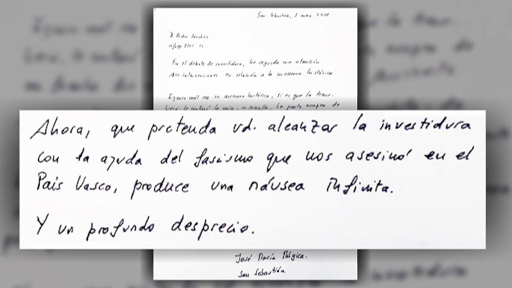 El hijo de Múgica critica a Sánchez en una carta por su acuerdo con Bildu: "Produce una náusea infinita"