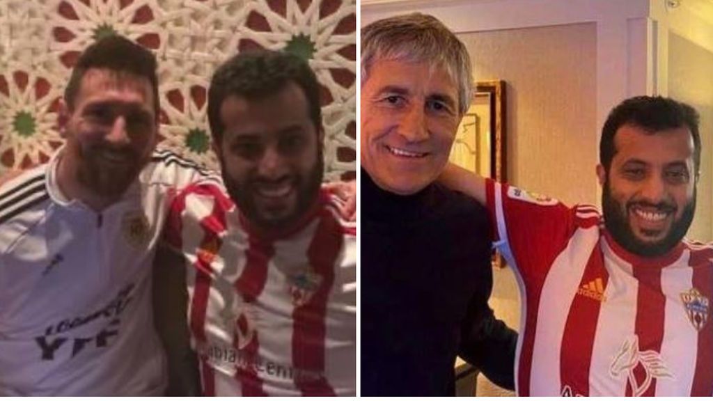 El jeque del Almería predijo el fichaje de Setién por el Barça hace tres meses: "Le dije a mi amigo Messi que era lo mejor" El jeque del Almería predijo el fichaje de Setién por el Barça hace tres meses: "Le dije a mi amigo Messi que era lo mejor"