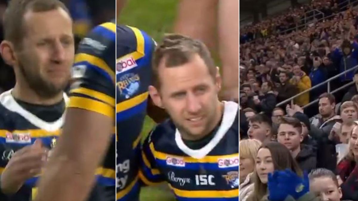 La leyenda de rugby Rob Burrow rompe a llorar tras jugar su último partido que recaudaba fondos por su enfermedad de la neurona motora