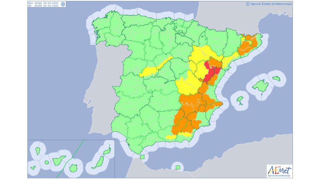 aviso rojo nevadas lunes