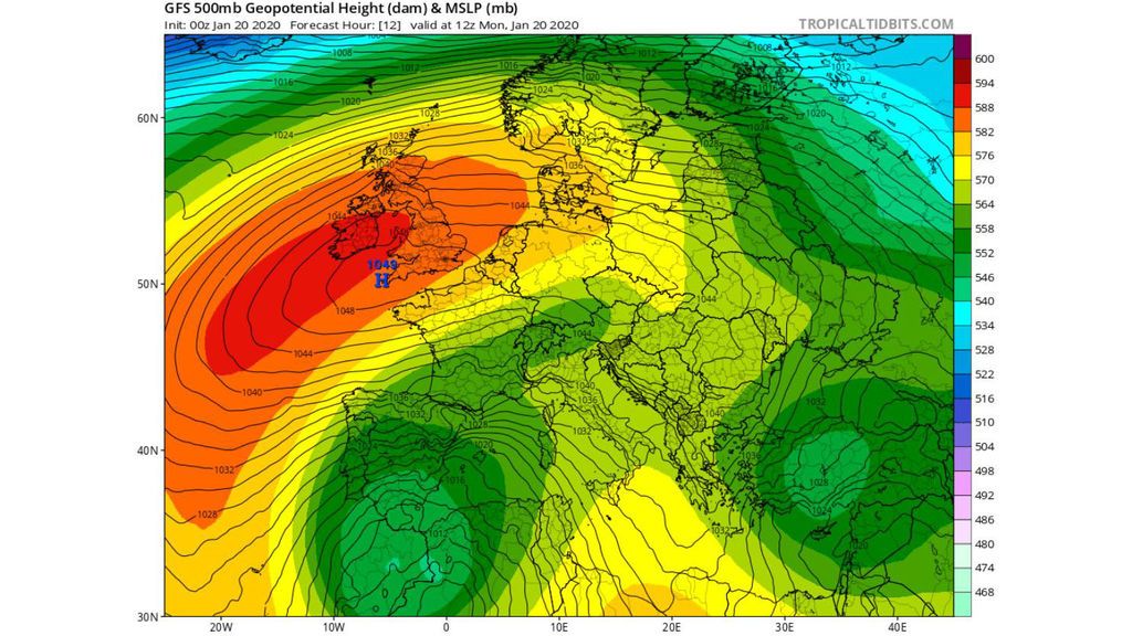 gfs 500 hpa lunes
