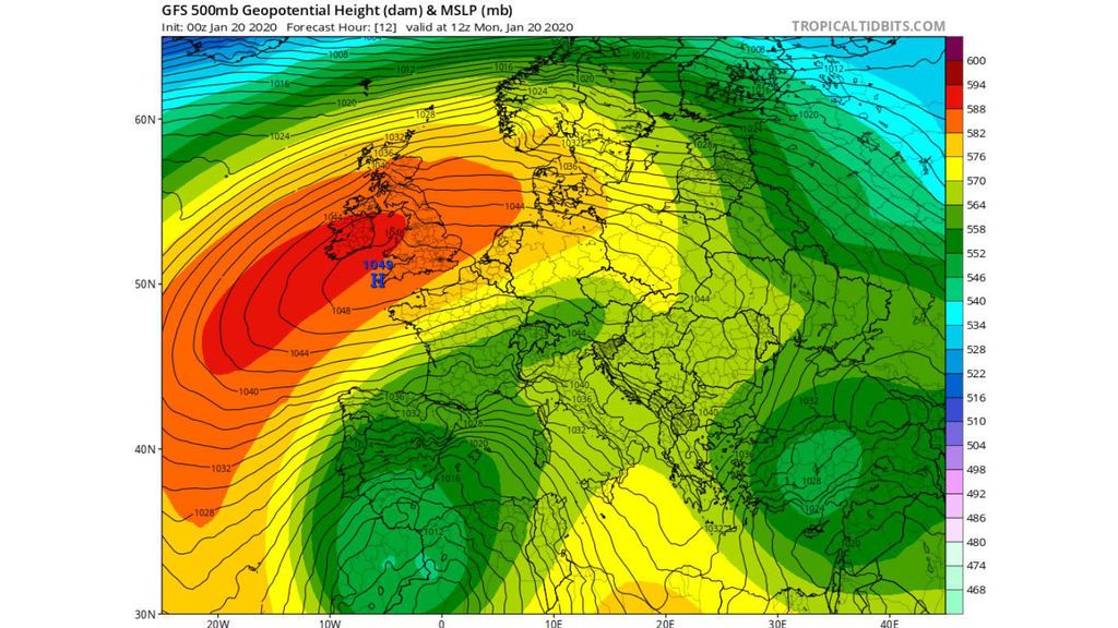 gfs 500 hpa lunes