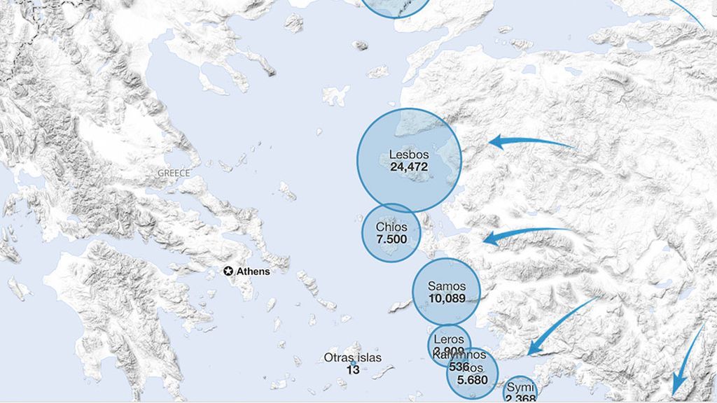 Mapa de refugiados en Grecia