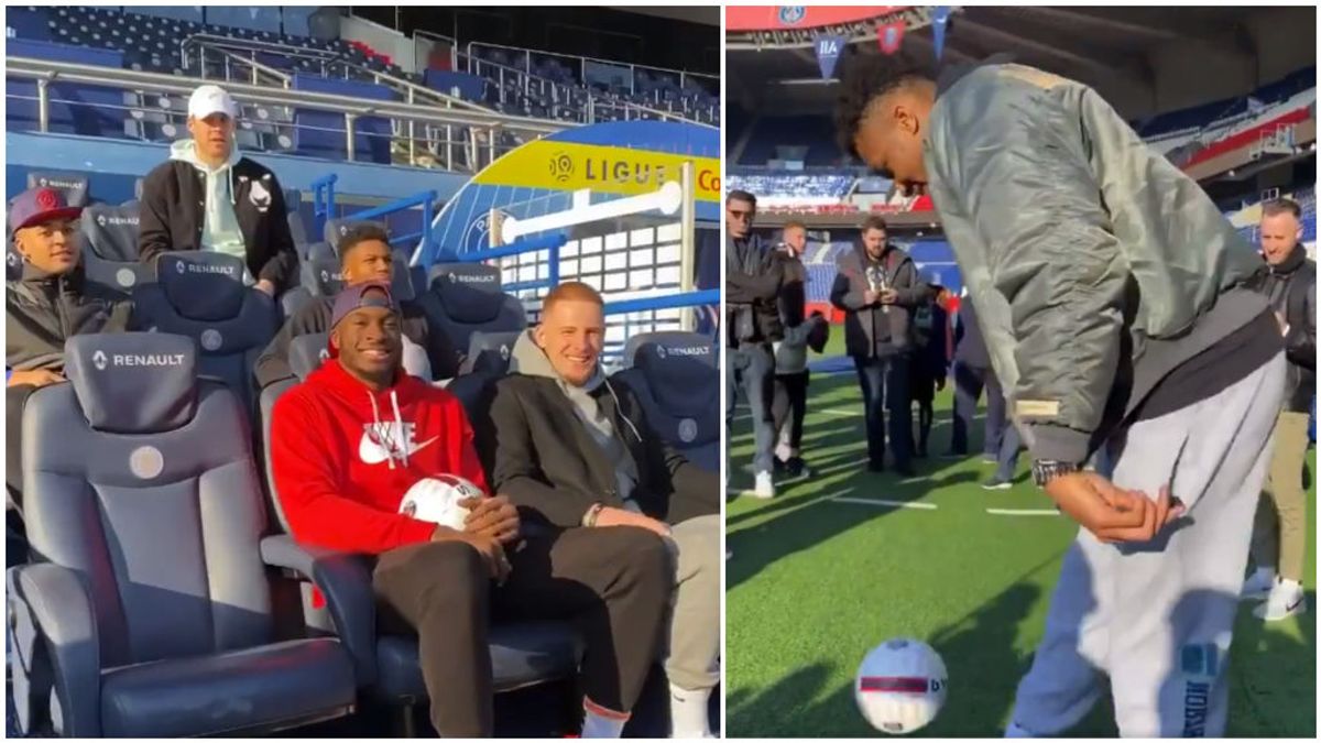 Giannis Antetokounmpo muestra su calidad con el balón de fútbol en el Parque de los Príncipes: toques y filigranas a lo Ronaldinho Giannis Antetokounmpo muestra su calidad con el balón de fútbol en el Parque de los Príncipes: toques y filigranas a lo Ronaldinho