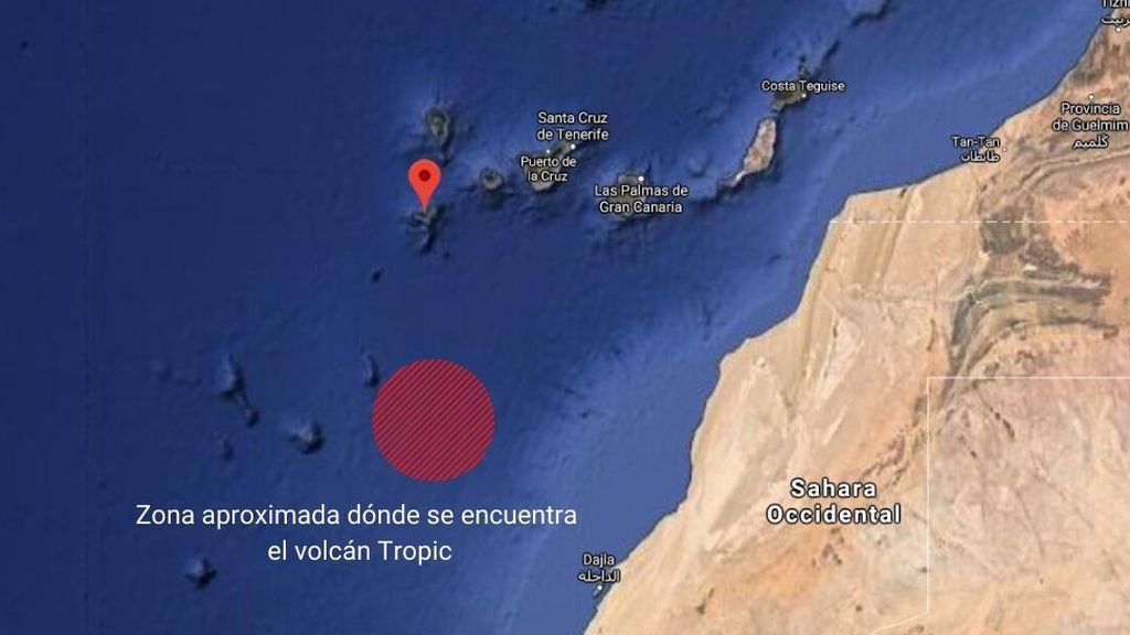 Zona aproximada dónde se encuentra el volcán Tropic