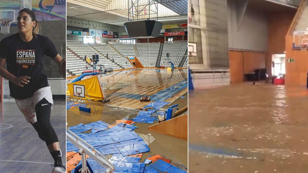 Marta Xargay, jugadora de baloncesto de la selección española, muestra los estragos de la borrasca Gloria en el pabellón del Girona Marta Xargay, jugadora de baloncesto de la selección española, muestra los estragos de la borrasca Gloria en el pabellón del Girona