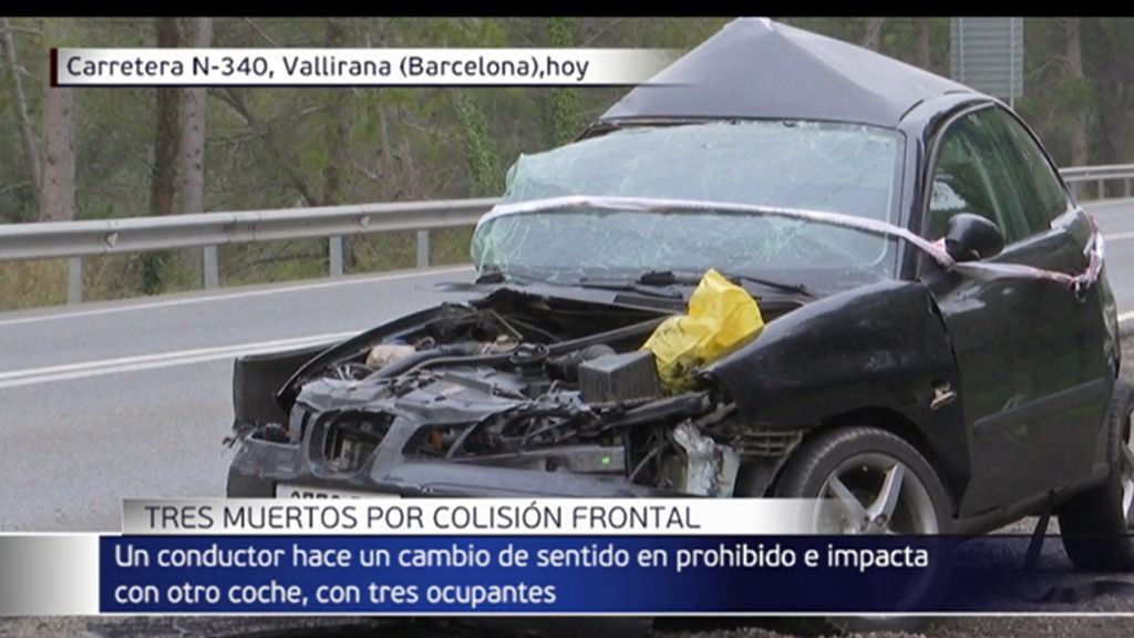 Fallecen tres personas tras el accidente entre dos turismos en la N-340 de Barcelona