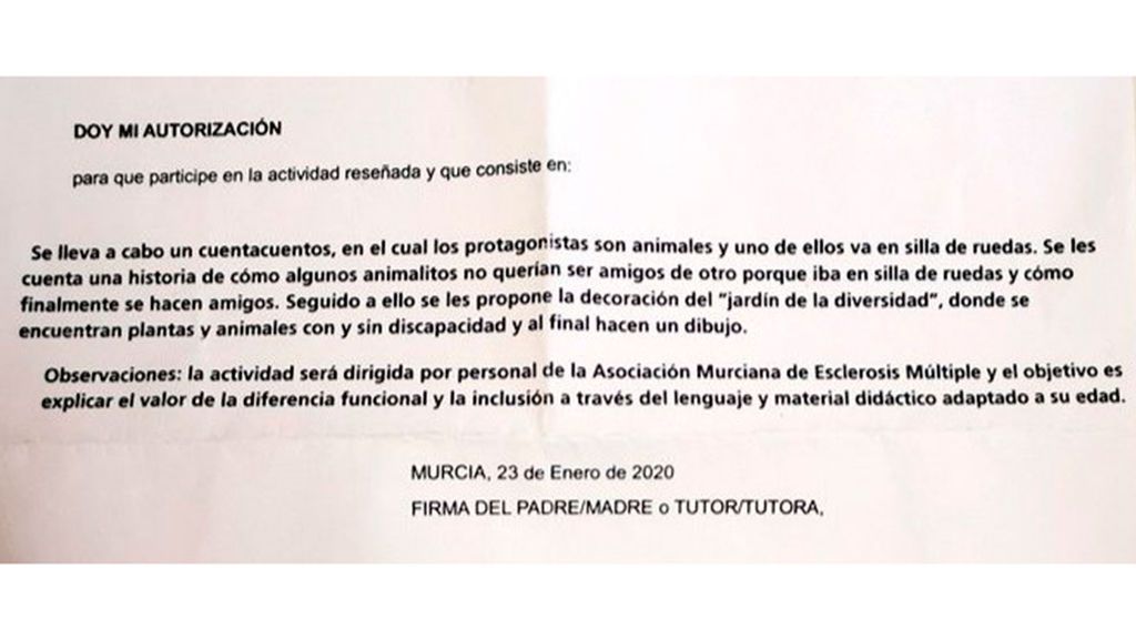 El 'tuit' de una madre sobre el 'pin parental' se hace viral: "Quiero firmar una autorización para todo el año" El 'tuit' de una madre sobre el 'pin parental' se hace viral: "Quiero firmar una autorización para todo el año"