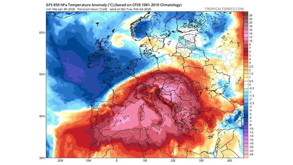 anomalia temperatura GFS 4 nero