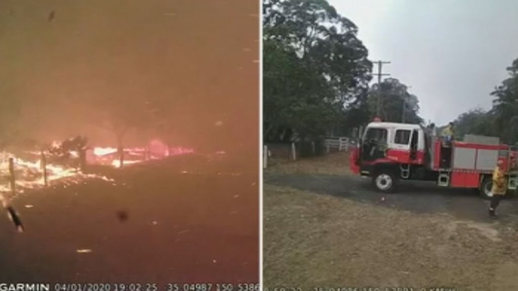 El fuego persigue a los bomberos en treinta segundos aterradores en Australia