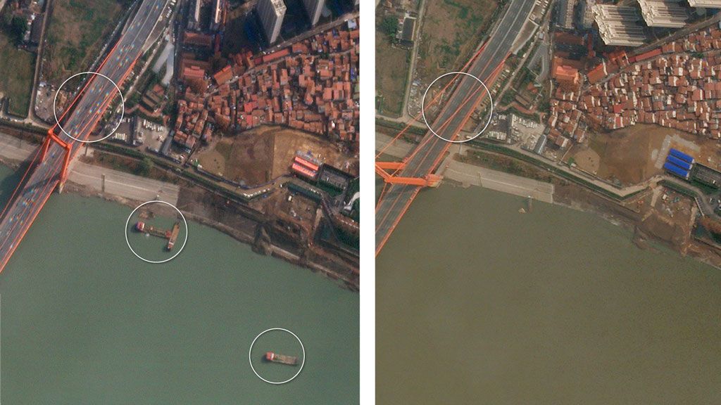 Los satélites muestran cómo se ha detenido la vida en Wuhan Los satélites muestran cómo se ha detenido la vida en Wuhan