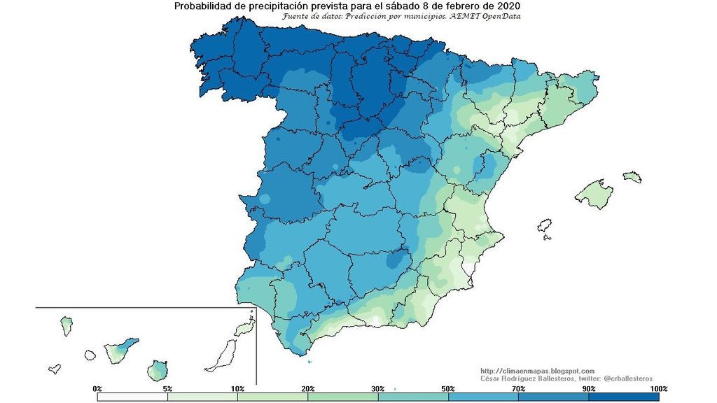 probailidad lluvia sabado