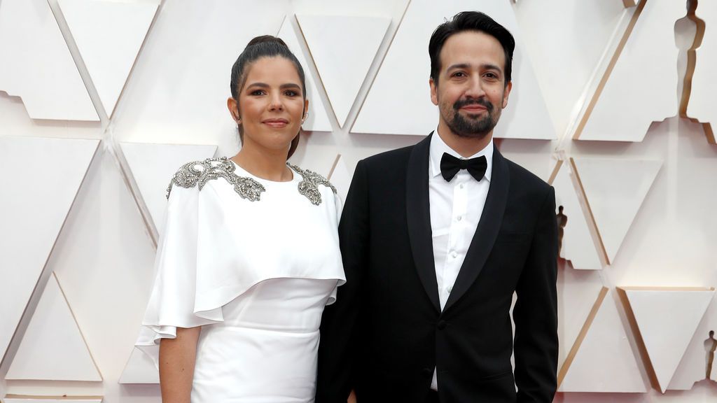 Lin-Manuel Miranda y Vanessa Nadal en la alfombra roja de los Premios Óscar 2020