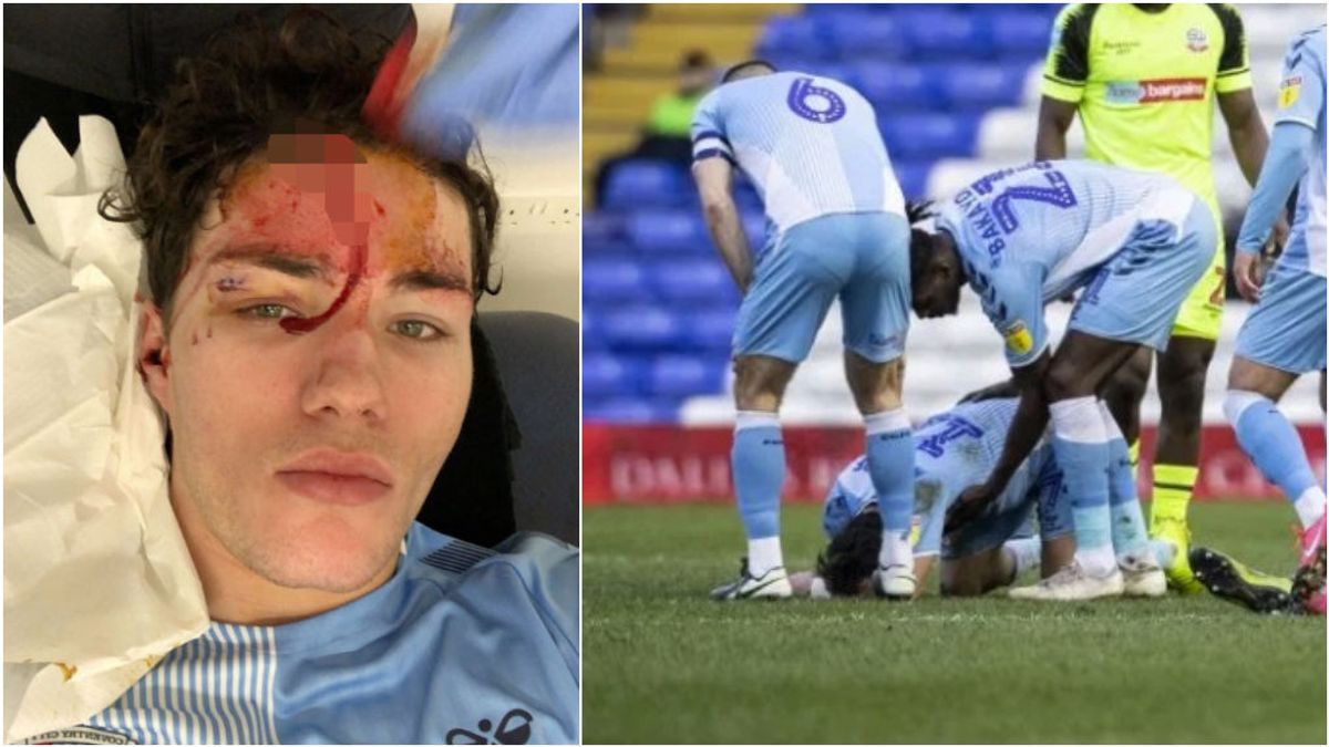 Un jugador se abre la cabeza tras un choque con un jugador y completa todo el partido Un jugador se abre la cabeza tras un choque con un jugador y completa todo el partido