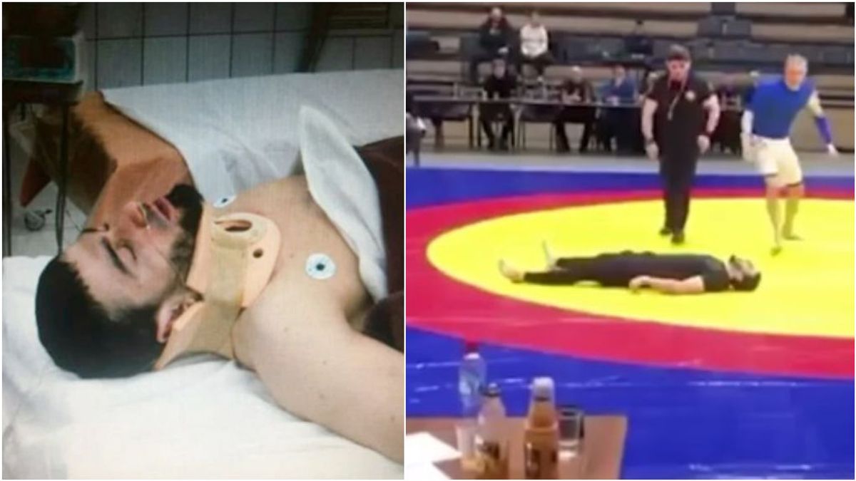 Imágenes muy sensibles: la fractura de cuello de un luchador ruso tras una llave