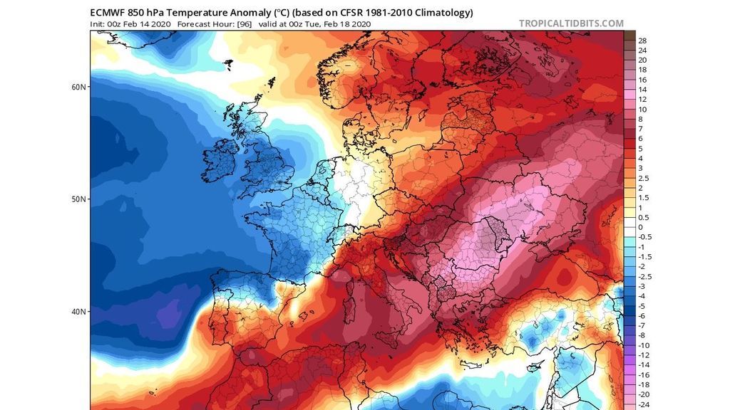 anomalia tempera modelo ECMWF