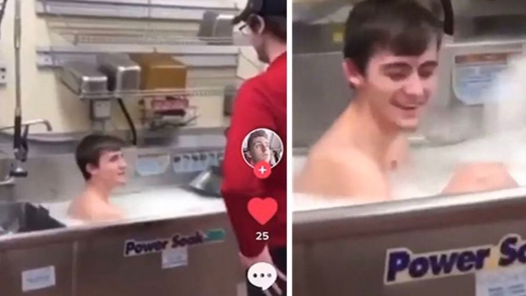 Un despido merecido: convierte el fregadero de una cadena de comida rápida en un jacuzzi Un despido merecido: convierte el fregadero de una cadena de comida rápida en un jacuzzi