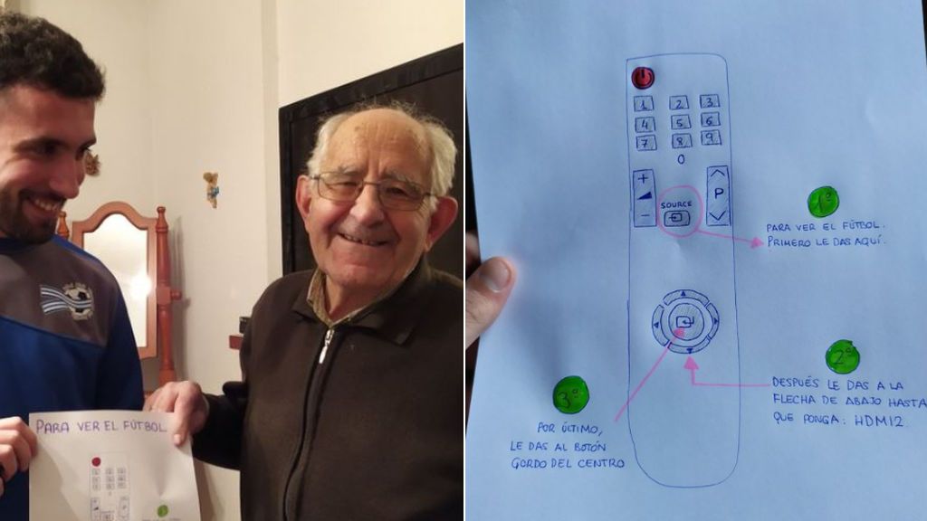El amor de un nieto por su abuelo para que pueda disfrutar de todo el fútbol: le dibuja un esquema con sus instrucciones El amor de un nieto por su abuelo para que pueda disfrutar de todo el fútbol: le dibuja un esquema con sus instrucciones