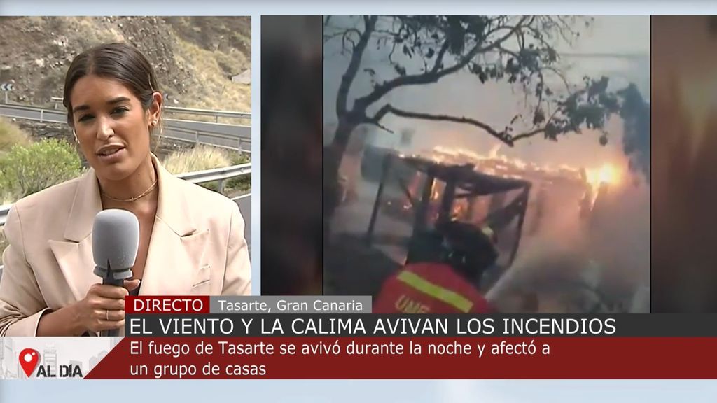 Caos en Canarias: a la calima y fuertes vientos se suma el fuego en Tasarte, donde han desalojado a sus vecinos