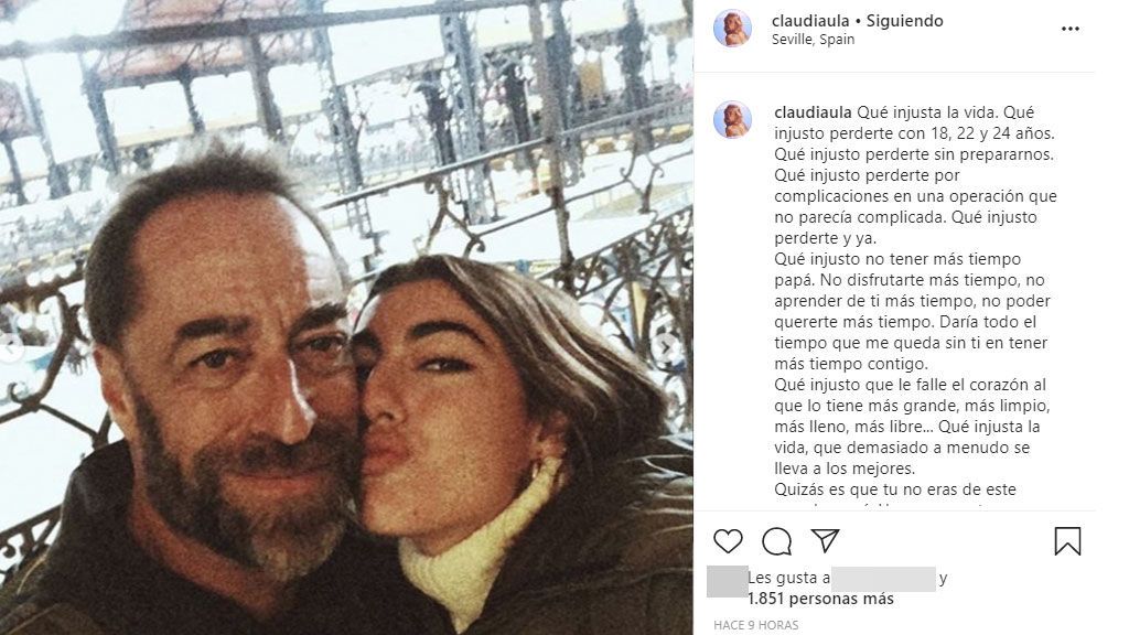 La emotiva carta de Claudia tras la muerte de su padre