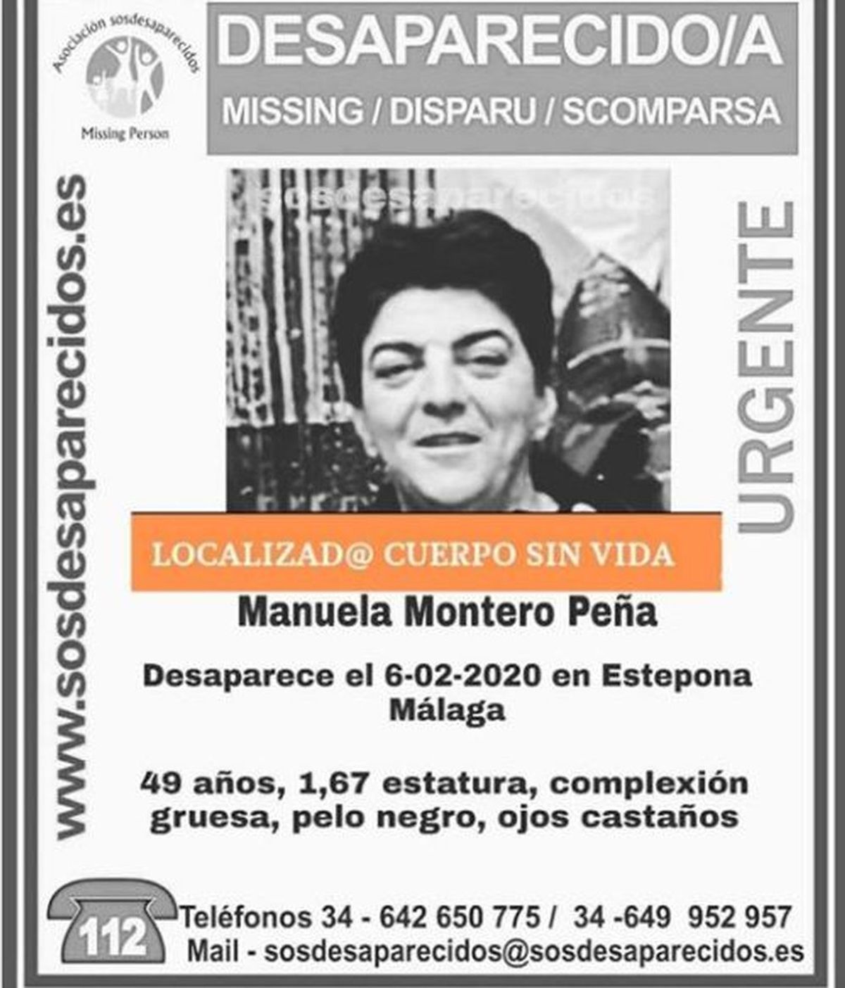 Encuentran muerta a la mujer desaparecida en Estepona a principios de febrero
