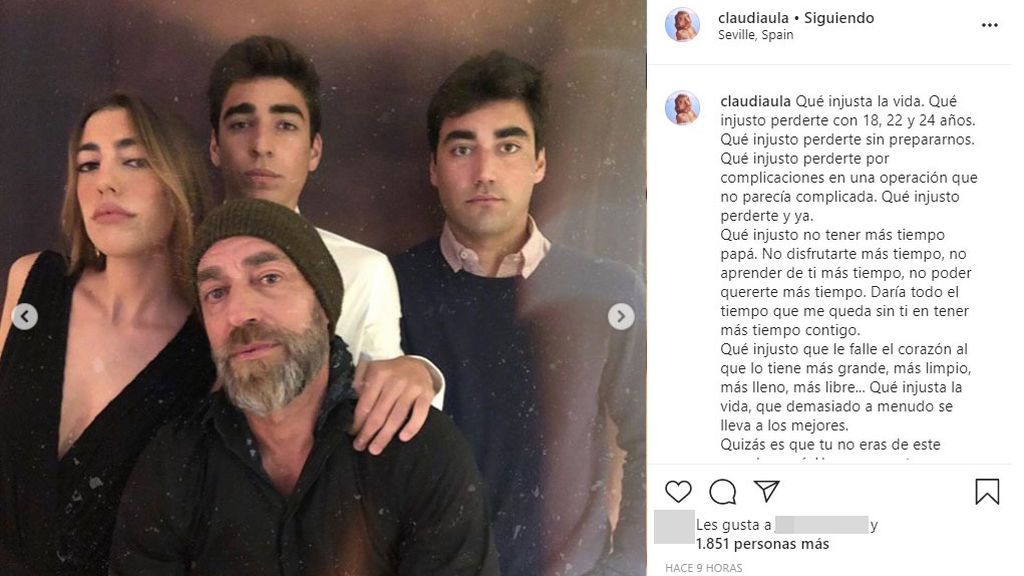 La emotiva carta de Claudia tras la muerte de su padre