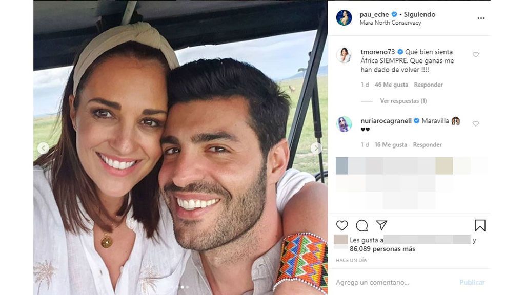 Paula Echevarría, junto a su pareja Miguel Torres en Kenia