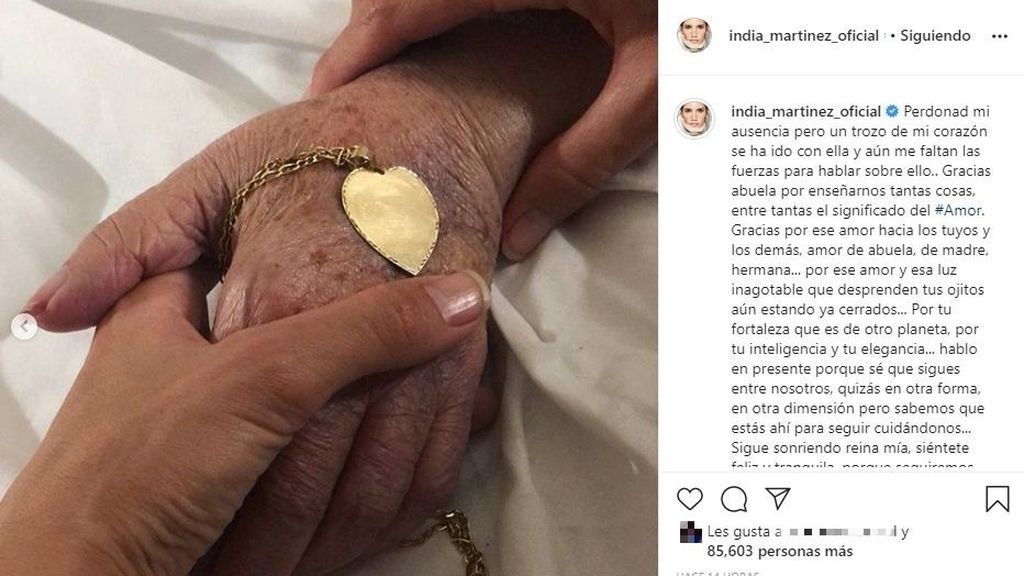 India Martínez se despide de su abuela Cati con una emotiva carta