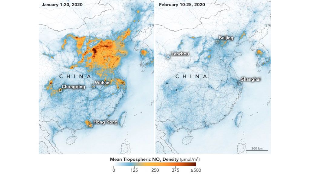 Polución en China antes y después del coronavirus