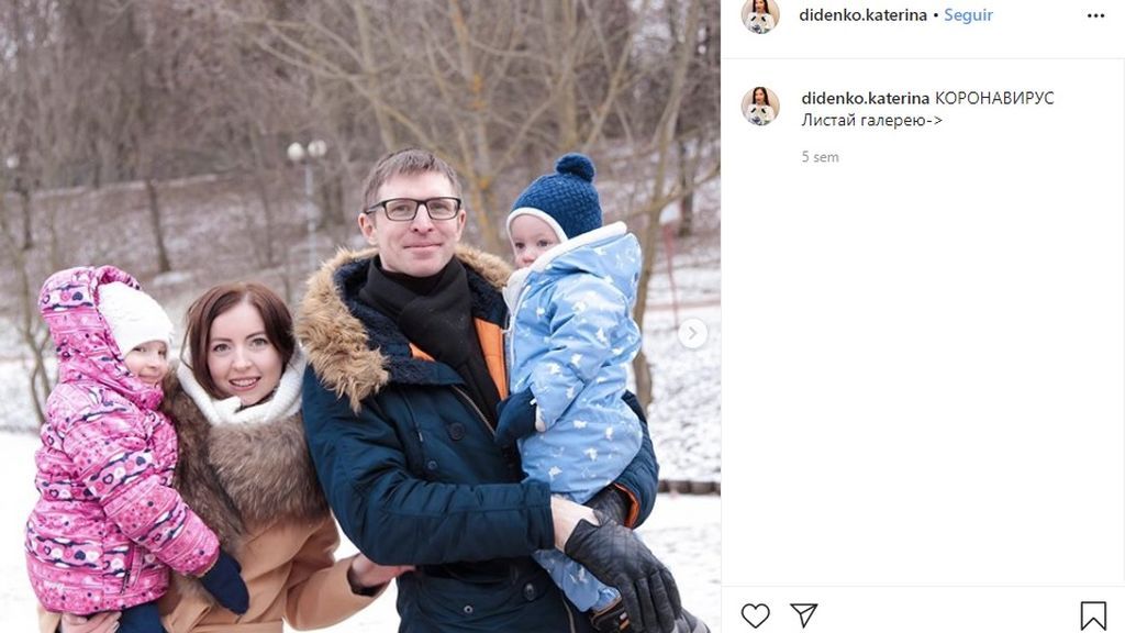 La influencer Ekaterina Didenko con su familia