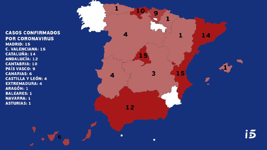 Mapa del coronavirus en España